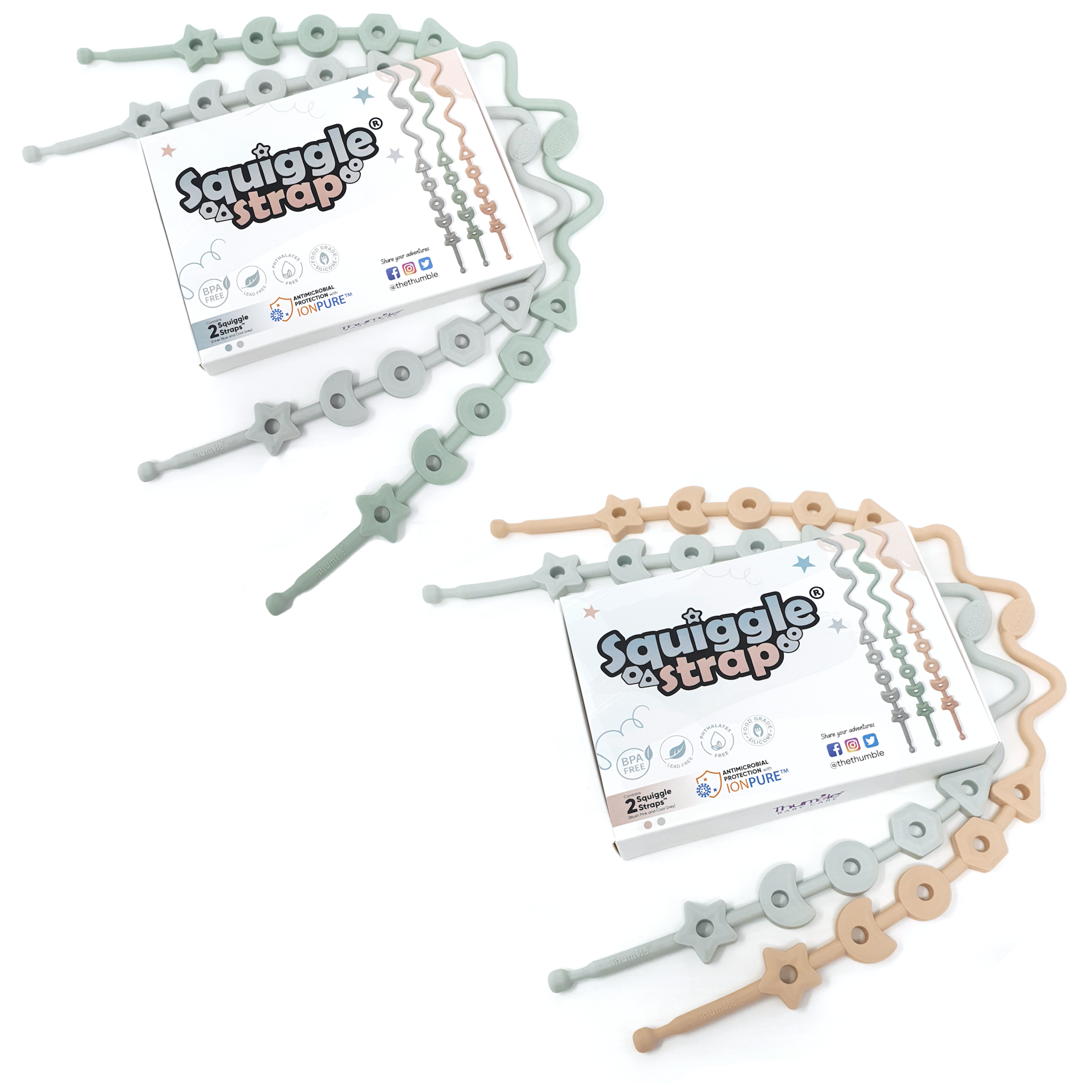 Thumble Baby Care - Wholesale Toy Set - Kids - Squiggle Strap® Silicone Adjustable Multi-Use Toy Strap 2pcs13