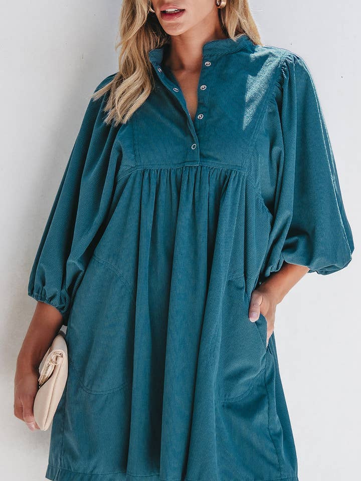 Charlie Corduroy Knappklänning för wholesale av Threaded Pear