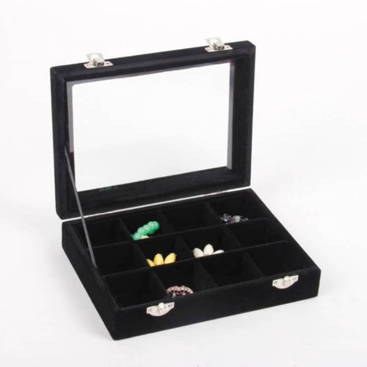 Jewelry box compartments black for wholesale by Emilie collection