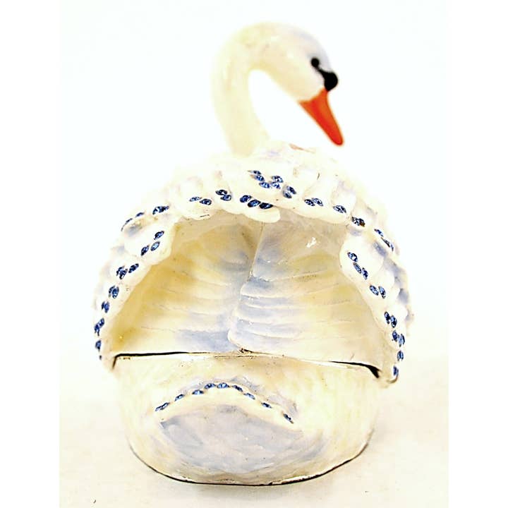 Ciel Collectables - Wholesale Jewelry Box/Organizer - Pink Swan Trinket Box. Hand Made with White & Pink Enamel8