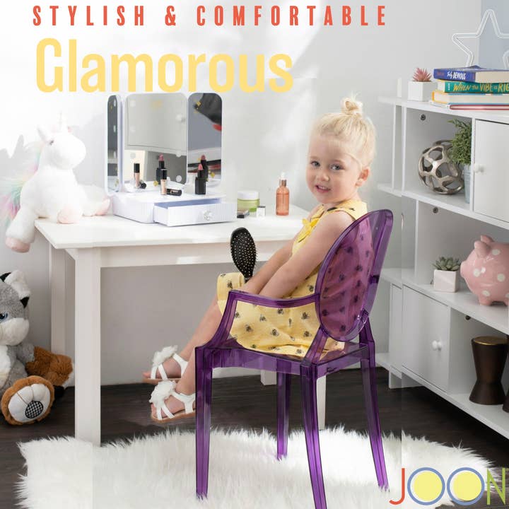 ShopBobbys - Wholesale Chair - Kids - JOON 2 Pack Kids Ghost Chairs with Armrest, 25x13x14.5 Inches, Transparent16