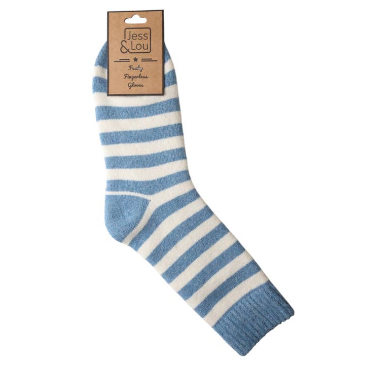 Jess & Lou - Wholesale Socks - Women's - Cornflower Stripe Cosy Socks SL767
