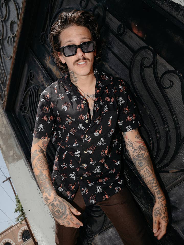 Pyknic - Wholesale Button Down Shirt - Unisex - Le Sigh French Wine Cheese Baguettes & Croissants Button-Up