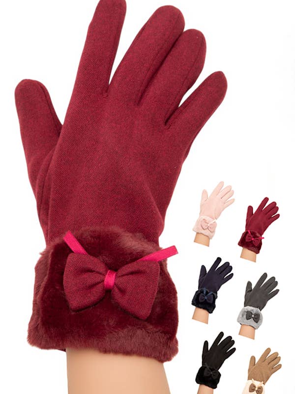 Set di guanti invernali con papillon per la vendita all'ingrosso da parte di Artini Accessories