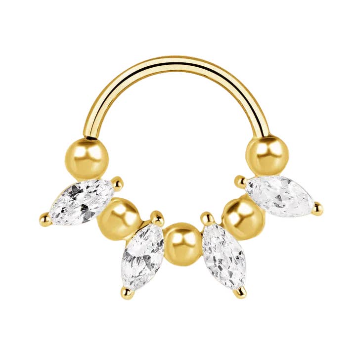 Arpi Seamless Ring – 14K Gold Four-Marquise Radiant Design for wholesale by Piercing-zone