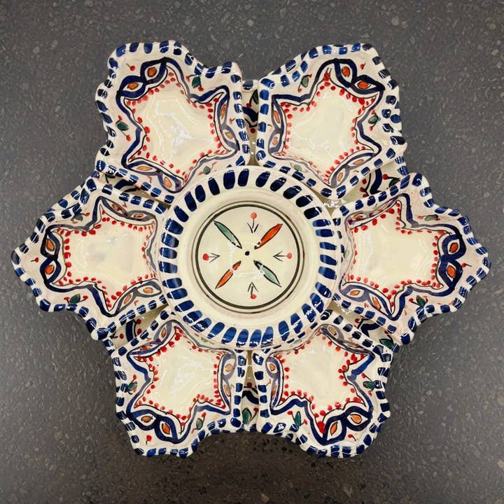 Antipastiera Flor en Terracota Artesanal Marroquí #5 para venta al por mayor de Etnico del Mondo