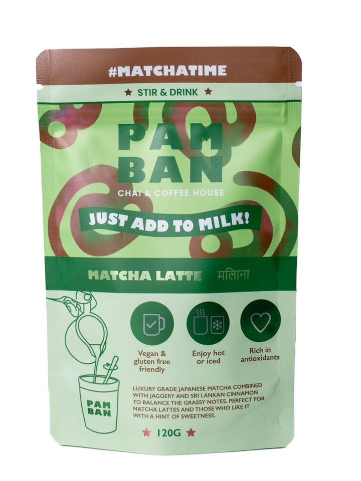 Matcha Latte - Stir & Drink - Retail for wholesale by Pamban Chai & Coffee House