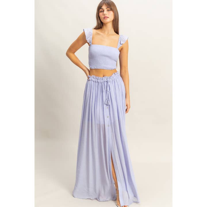 HYFVE - Wholesale Top & Skirt Set - Women's - HF25E051-SET-Smocked Sleeveless Top And Maxi Skirt Set