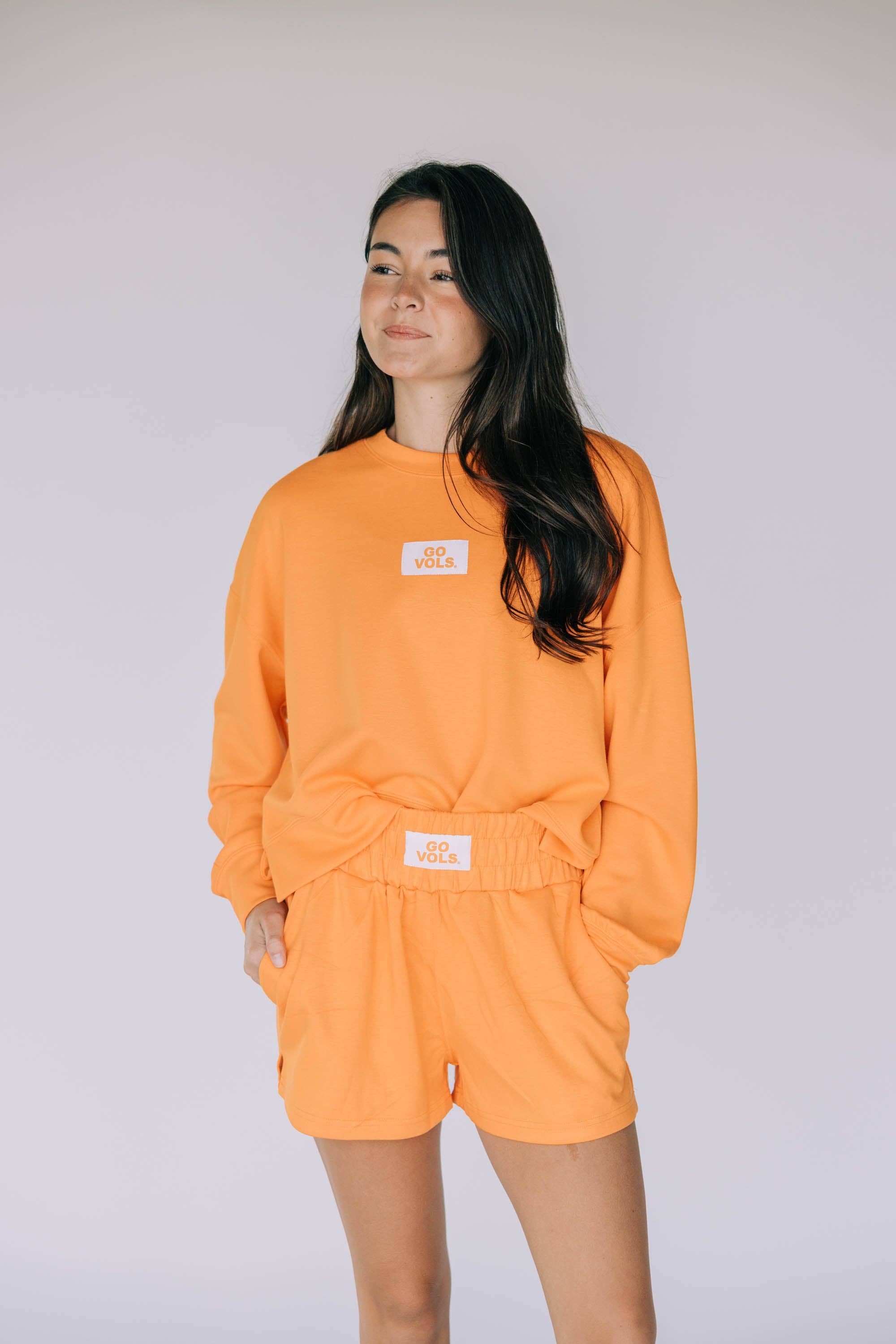 The Ava Airy Shorts TN Orange | Go Vols Woven Label for wholesale on Faire2