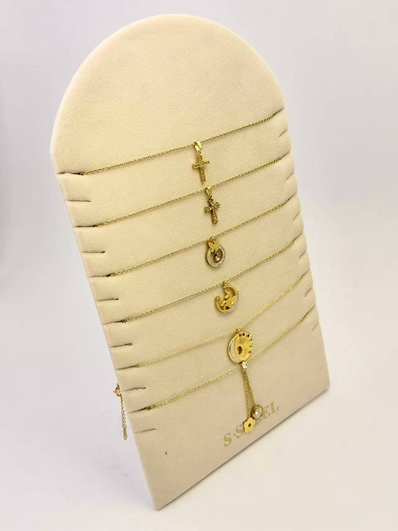 COSMOS - Wholesale Jewelry Set - Set of 6 assorted stainless steel necklaces Display stand included1