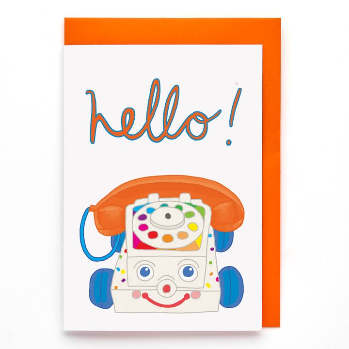 Hello! Vintage Toy Phone Greeting Card | Friendship Card for wholesale by You've Got Pen On Your Face