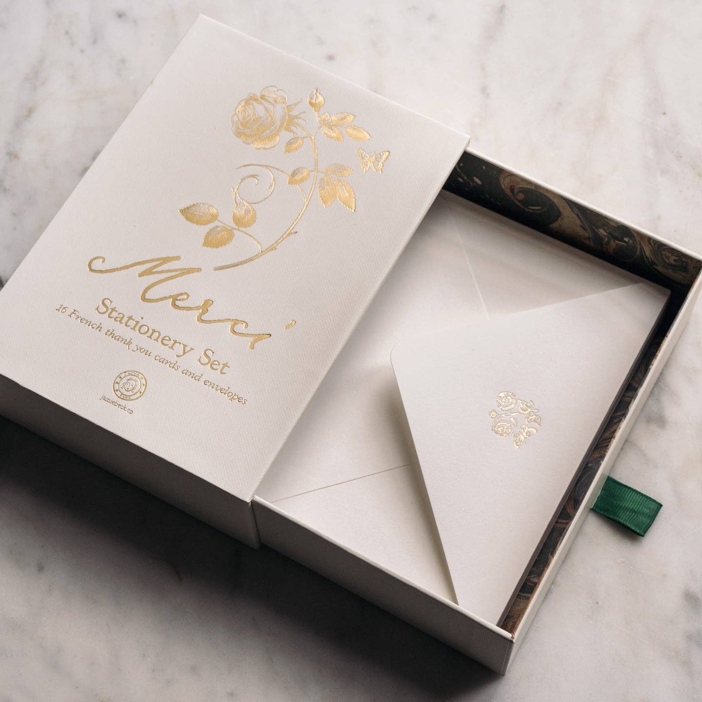 Jamie Beck - Wholesale Stationery/Notecard Set - Merci Stationery • Set of 16 Cards and Envelopes2