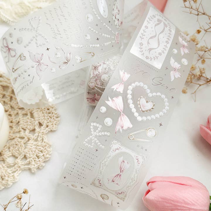 leelajournals - Wholesale Washi Tape - bows & pearls pet tape (pre-cut)4