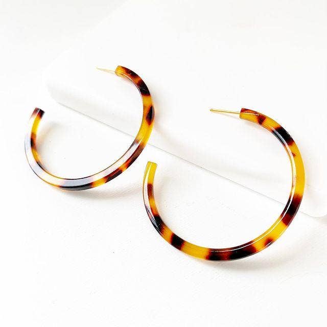 Acetate hoop earrings. AYLA narrow in tortoise for wholesale by NIYIEMstudio