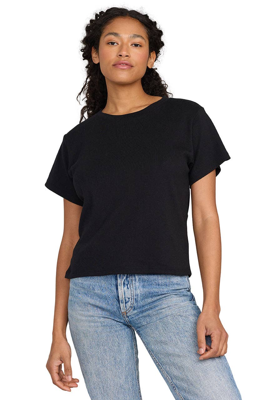 US Blanks - Wholesale T-Shirt - Women's - Baby Rib Crop Tee - 100% Organic Cotton 1x1 rib, 5.7 oz6