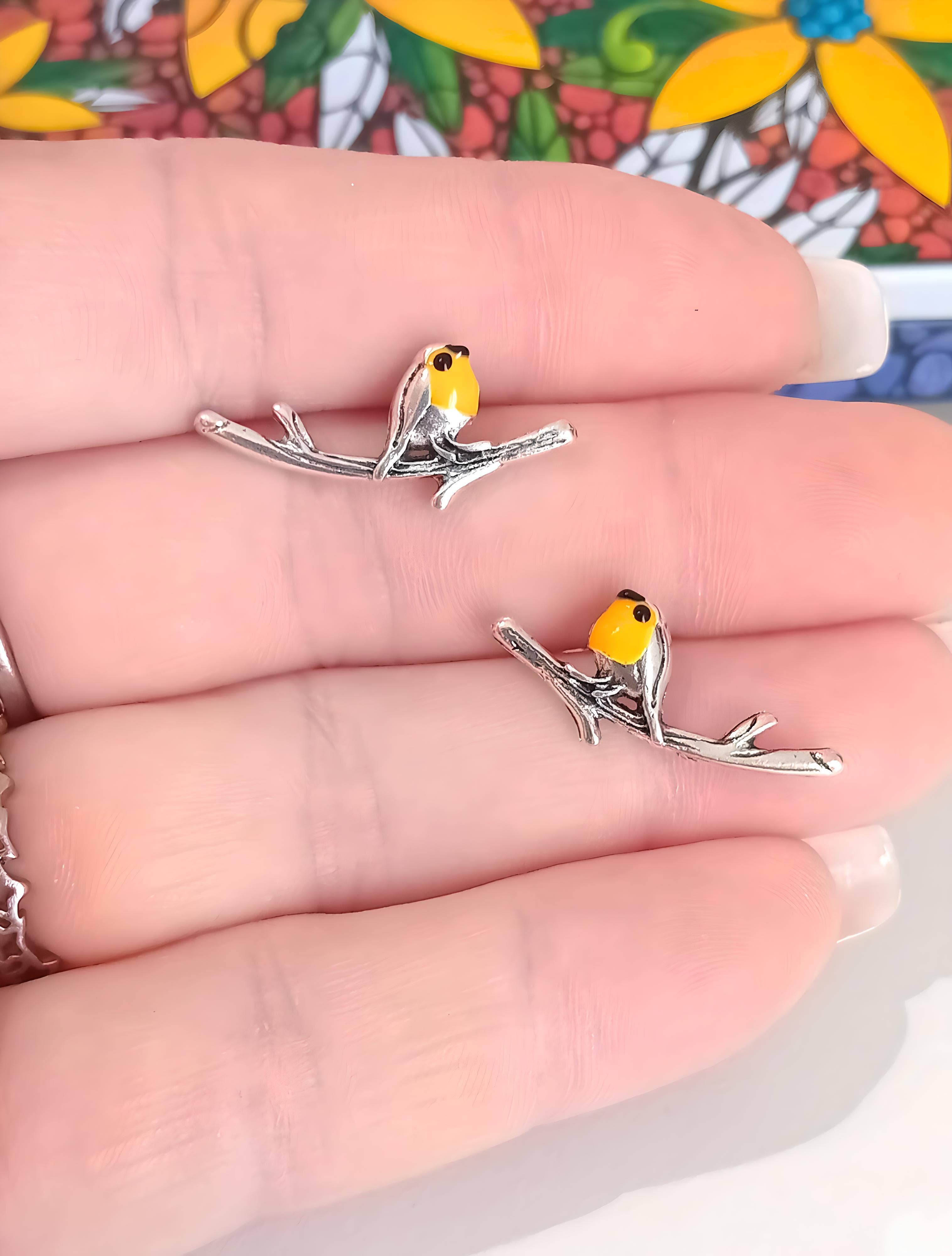 Wild & Free - Wholesale Stud/Post Earrings - Pendientes "pájaro en la rama", pendientes de pájaro1