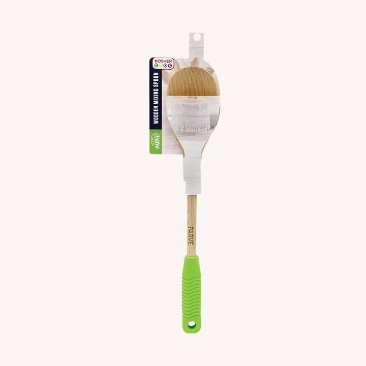 Wooden Mixing Spoon - Green/Pareve for wholesale by Ner Mitzvah