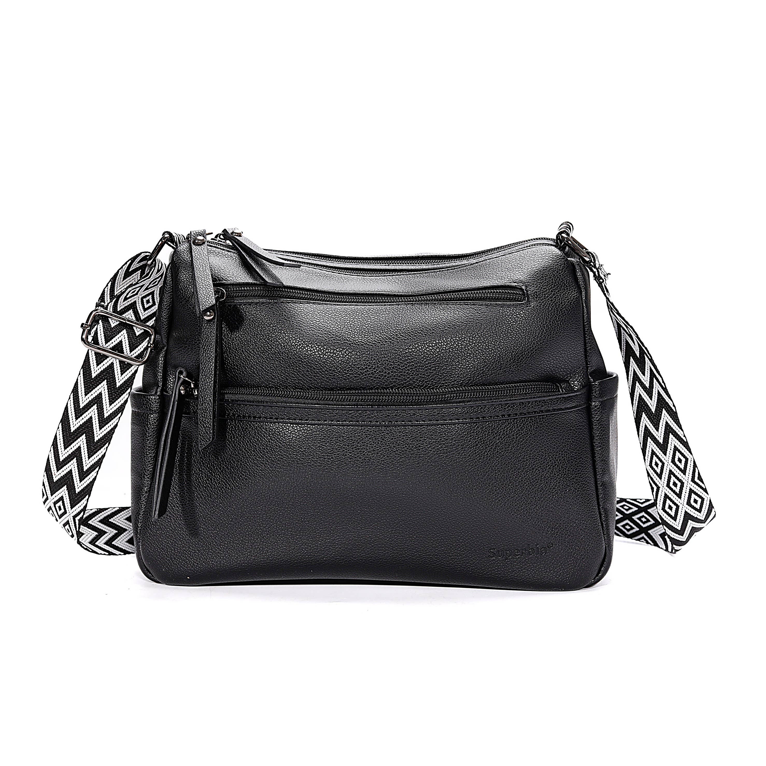 Superbia - Vendita all'ingrosso Tracolla - Donna - Borsa a spalla Superbia Soft Multi con tasche con cerniera e 2 scomparti0