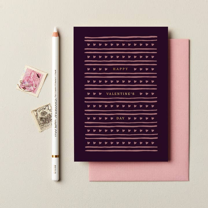 Cuori Felice San Valentino Carta Laminata | Carta Amore Moderna per la vendita all'ingrosso da parte di Ink & Bloom