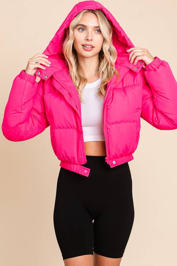 ANWND - Wholesale Puffer Jacket - Women's - 2505-FRONT ZIPPER HOODIE PUFFER WITH POCKETS6