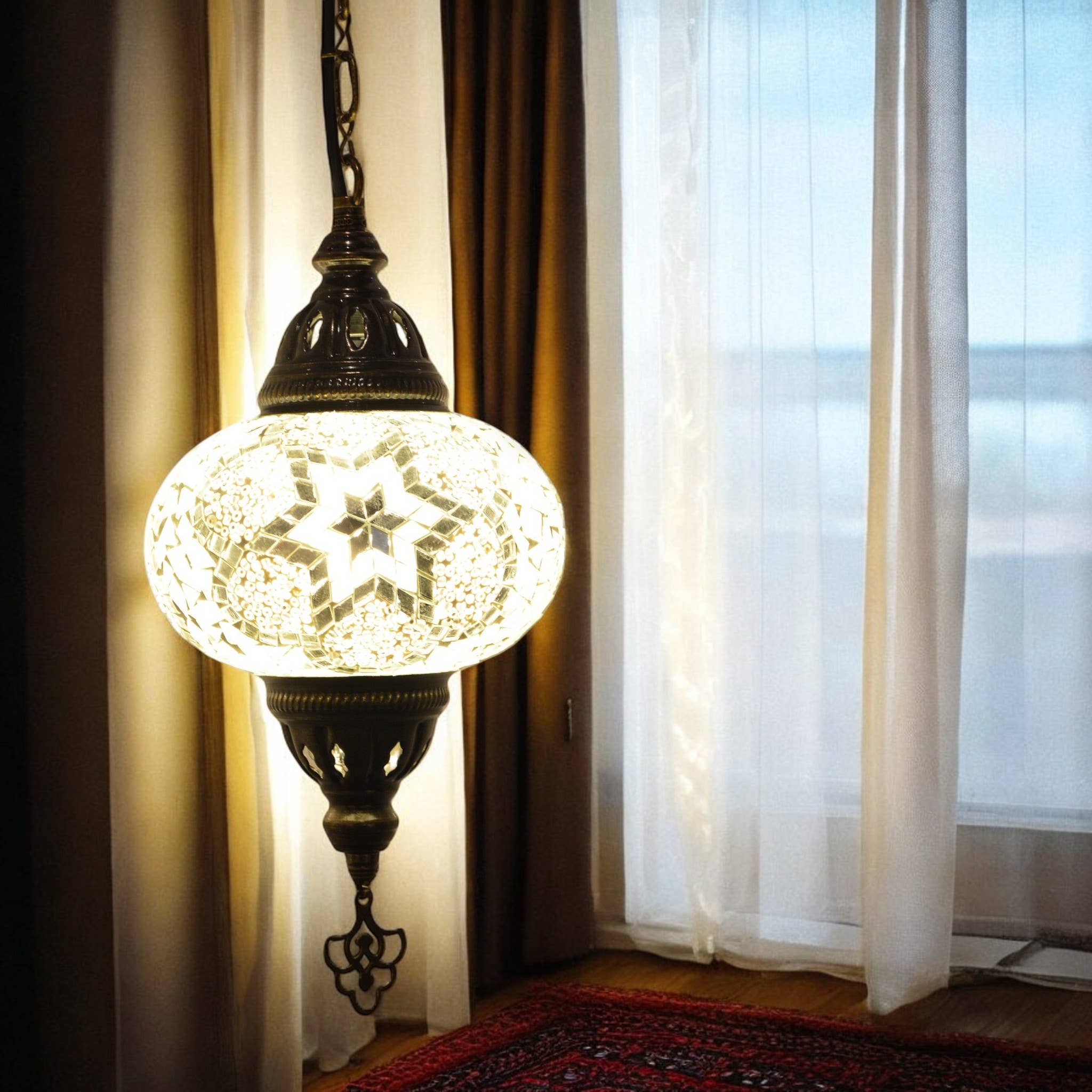 Import Corner - Vente Lustre/Suspension - 81307 : SUSPENSION AVEC ABAT-JOUR MOSAÏQUE PRESSÉE DE 7" - LED INCLUSE1