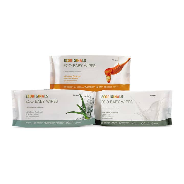 Ecoriginals - Wholesale Face & body wipes – Baby - 12 Packs Ecoriginals Biodegradable Bamboo Eco Luxury Wipes12