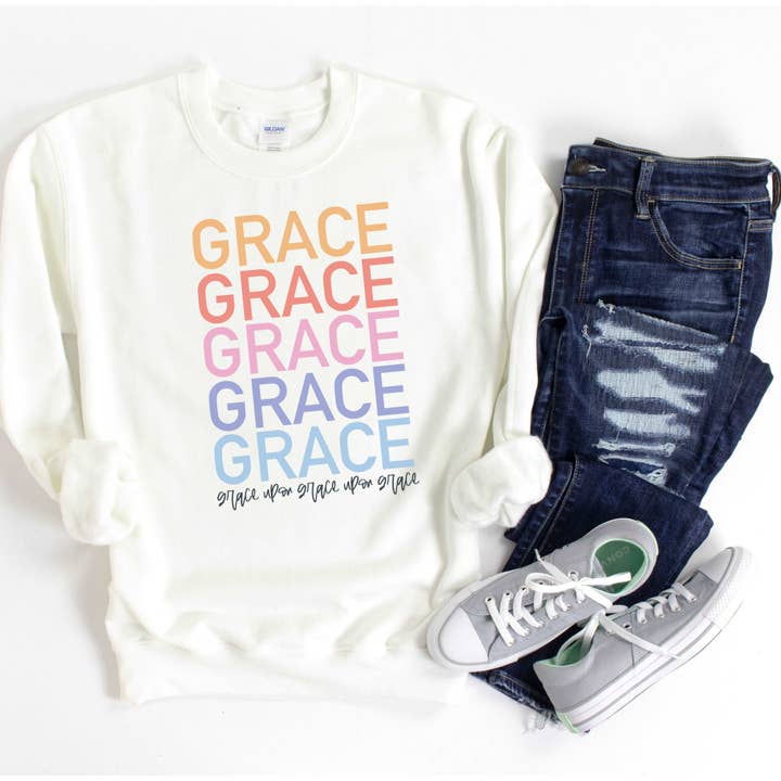 Grace Upon Grace Tröja - Vit för wholesale av Sunfire Tees