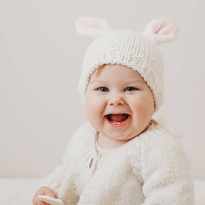 Huggalugs – wholesale Beanie – Kids – Bunny Ears White Beanie Hat Baby & Kids SALE2