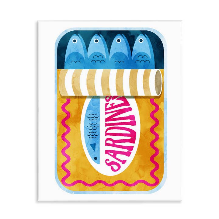 Stupell Industries – wholesale Väggskylt – Blå & Orange Konservsardiner - Oinramad Väggkonst0