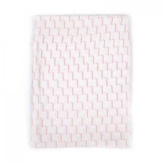 Organic Muslin Swaddle L Print Pink for engroshandel hos Lily and Mortimer