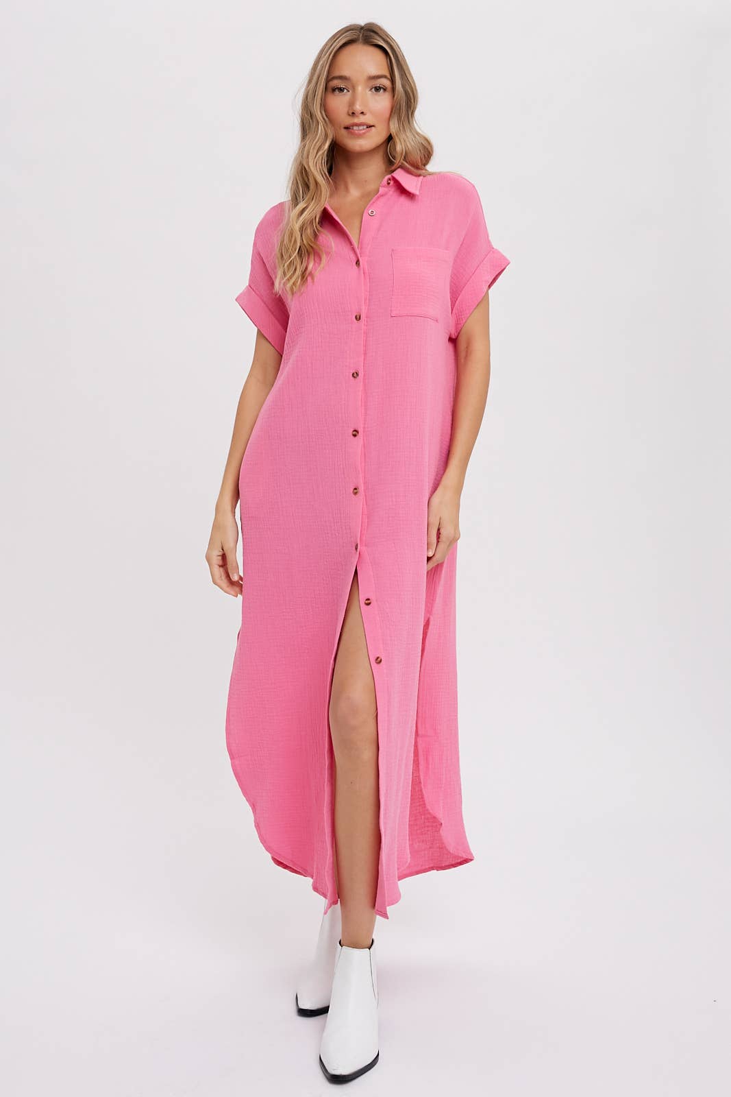 Bluivy - Wholesale Dress - Women's - BUTTON UP MAXI SHIRT DRESS WITH POCKET43