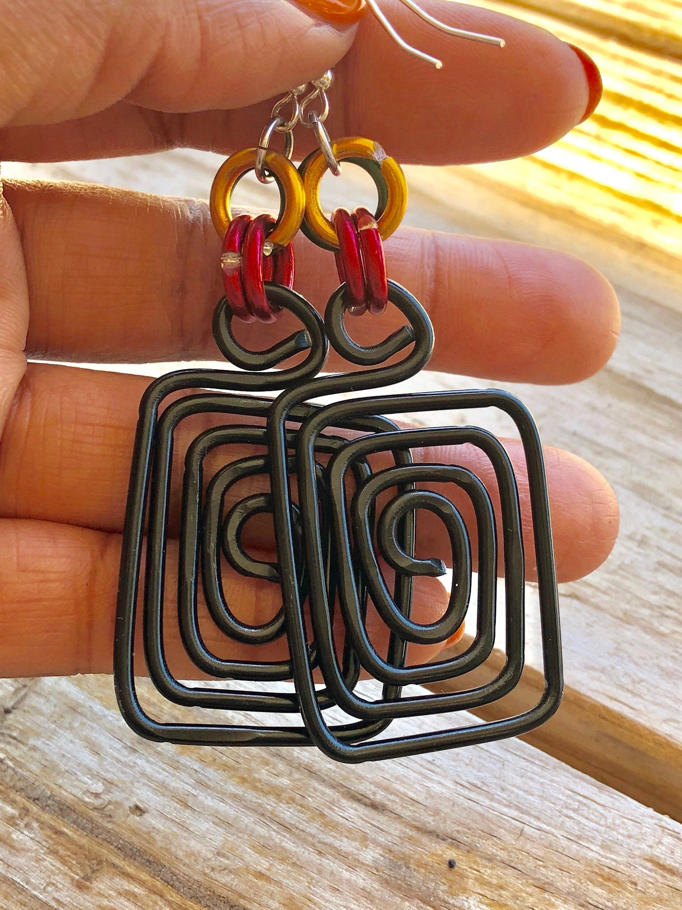 Jewelry With Me - Wholesale Dangle Earrings - Square Wakanda Inspired Earrings, Afrocentric Earrings, Black Red Green and Gold Earrings1