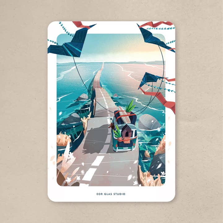 Unterwegs - Postkarte für den Großhandel von EOR GLAS STUDIO