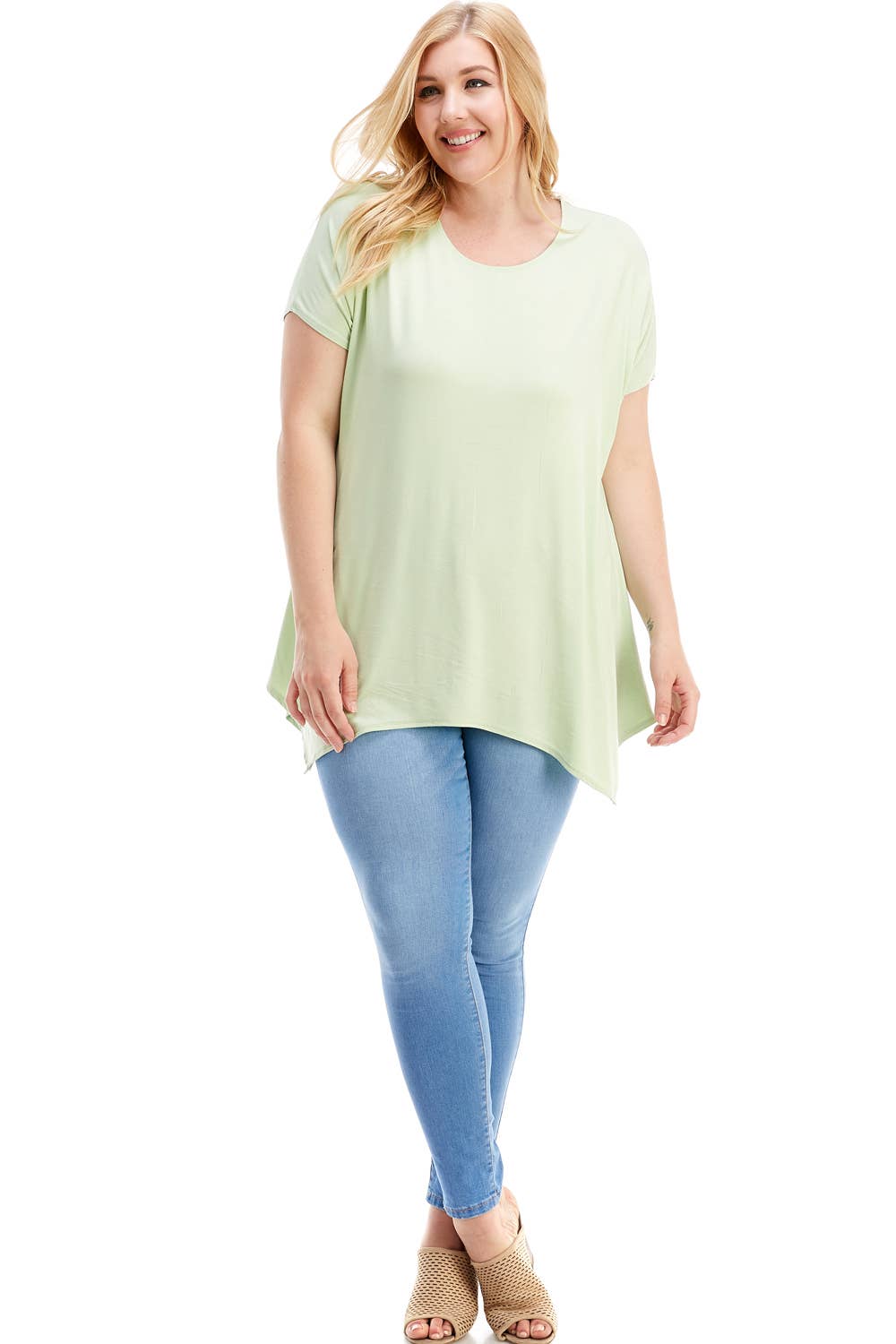 Azules Clothing - Wholesale Tunic - Women's - ATP-2307RSX Plus Size Asymmetric Short Sleeve Tunic41