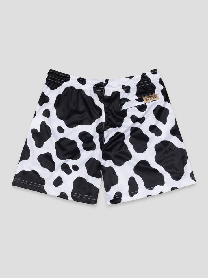 Baseballism - Wholesale Shorts - Men's - Moo Milk Cow Print Diamond Air Mesh Shorts - Black1