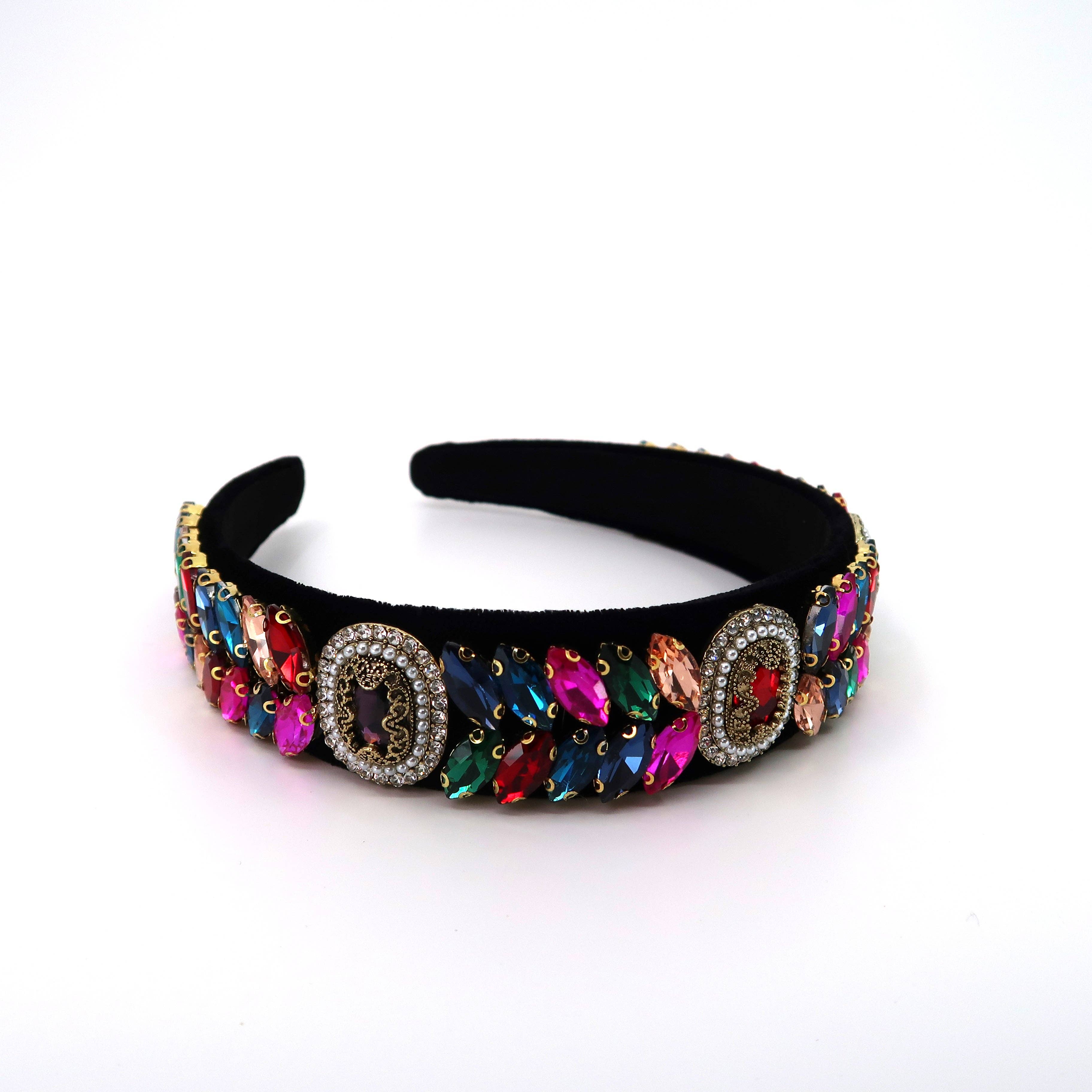 ASSORTI Multi Kristal Decor Suède Haarband HB21027-18 (12ST) voor groothandel op Faire1