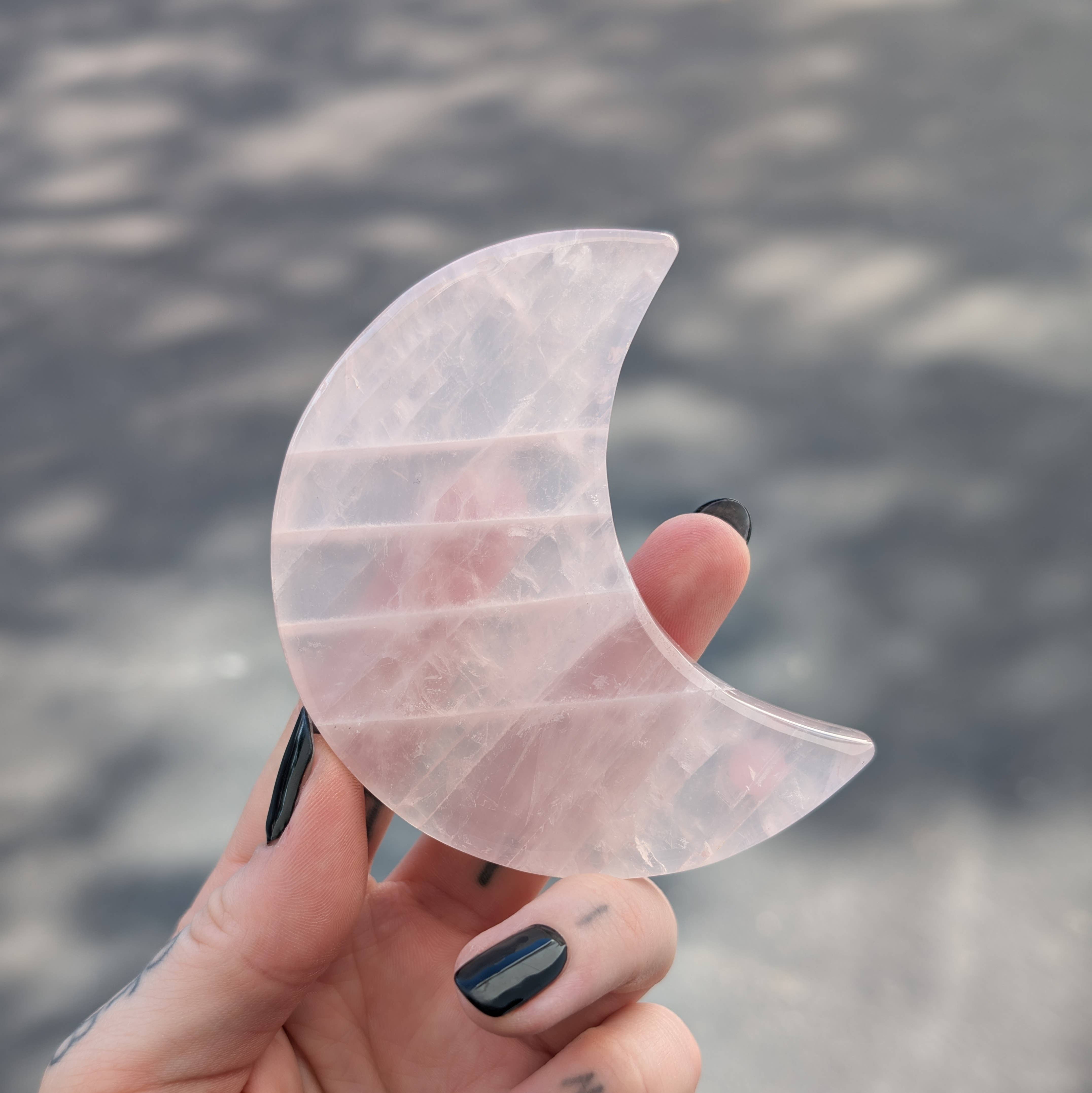 The Crystal Tabby - Wholesale Spiritual Stone/Crystal - Rose Quartz Moon2