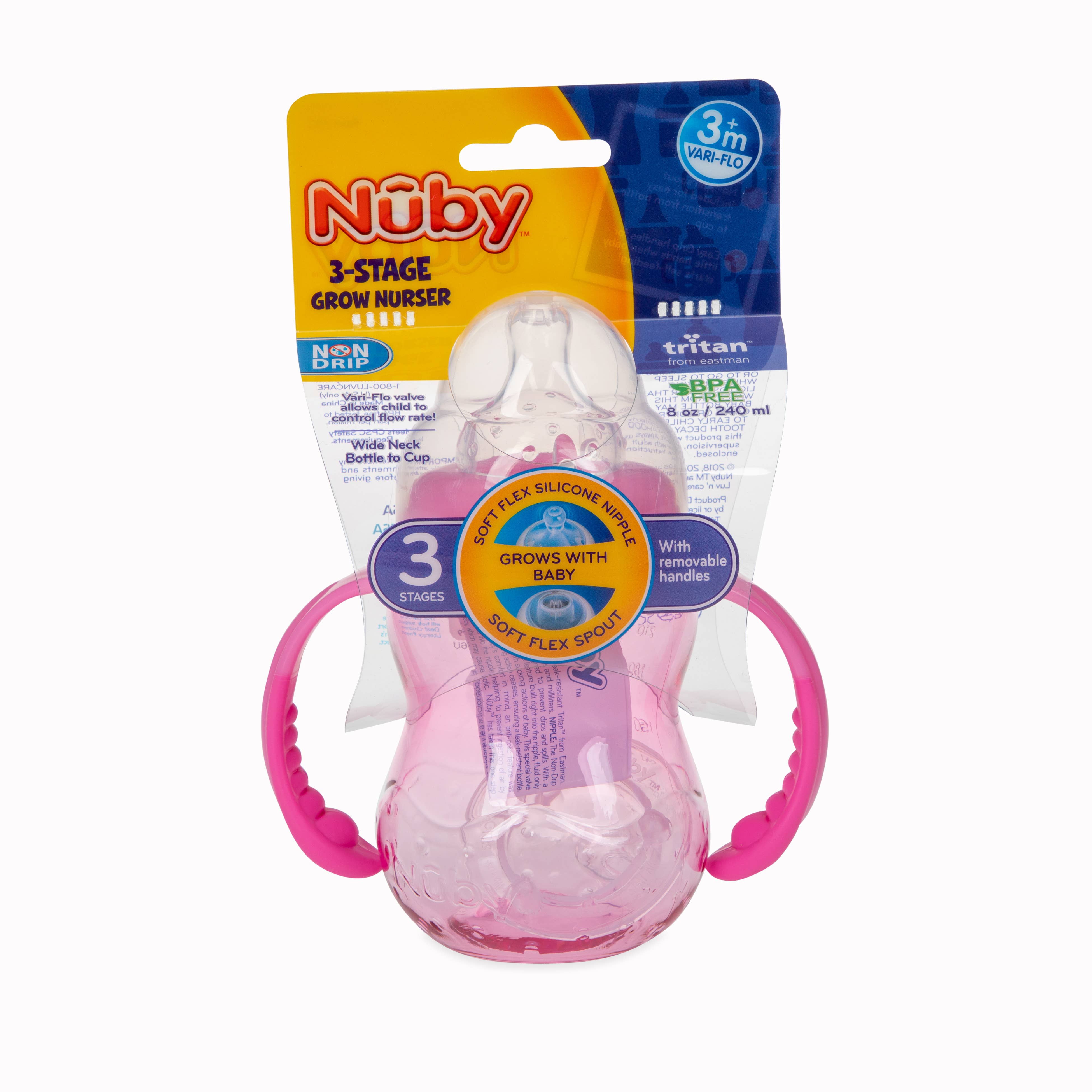 Nuby - Wholesale Baby Bottle - 3-Stage Grow with Me Bottle to Cup, 8 oz/240 ml0