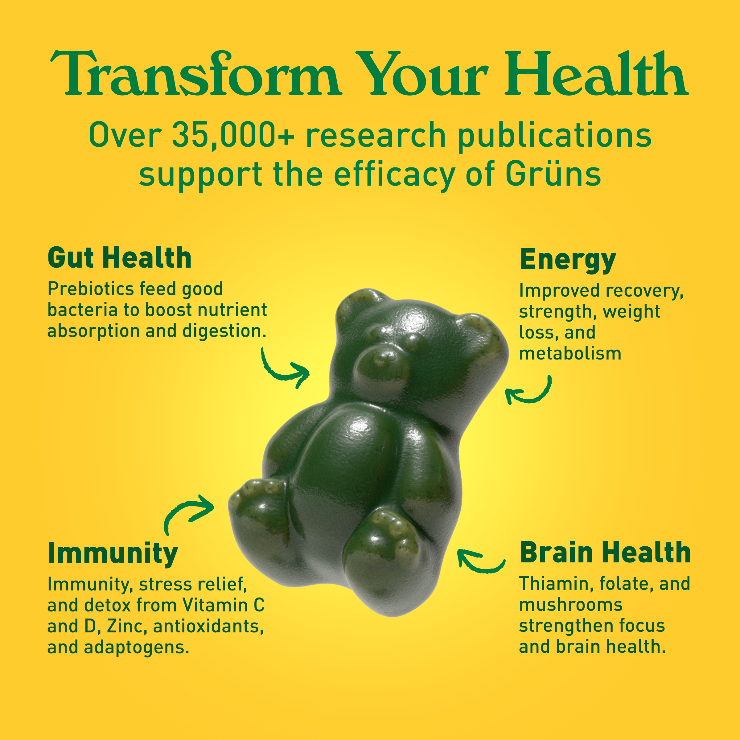 Grüns - Wholesale Oral Supplement/Vitamin - Grüns Adult Superfood Greens Gummies, 14 Servings1