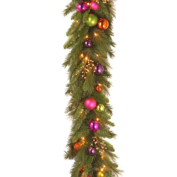 6 ft. Pre-Lit Kaleidoscope Garland with Warm White LED Lights for wholesale by National Tree Company