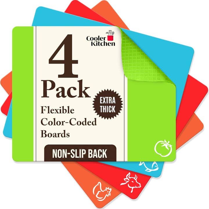 Extra Thick Flexible Plastic Cutting Board Mats Set of 4 for wholesale by Cooler Kitchen