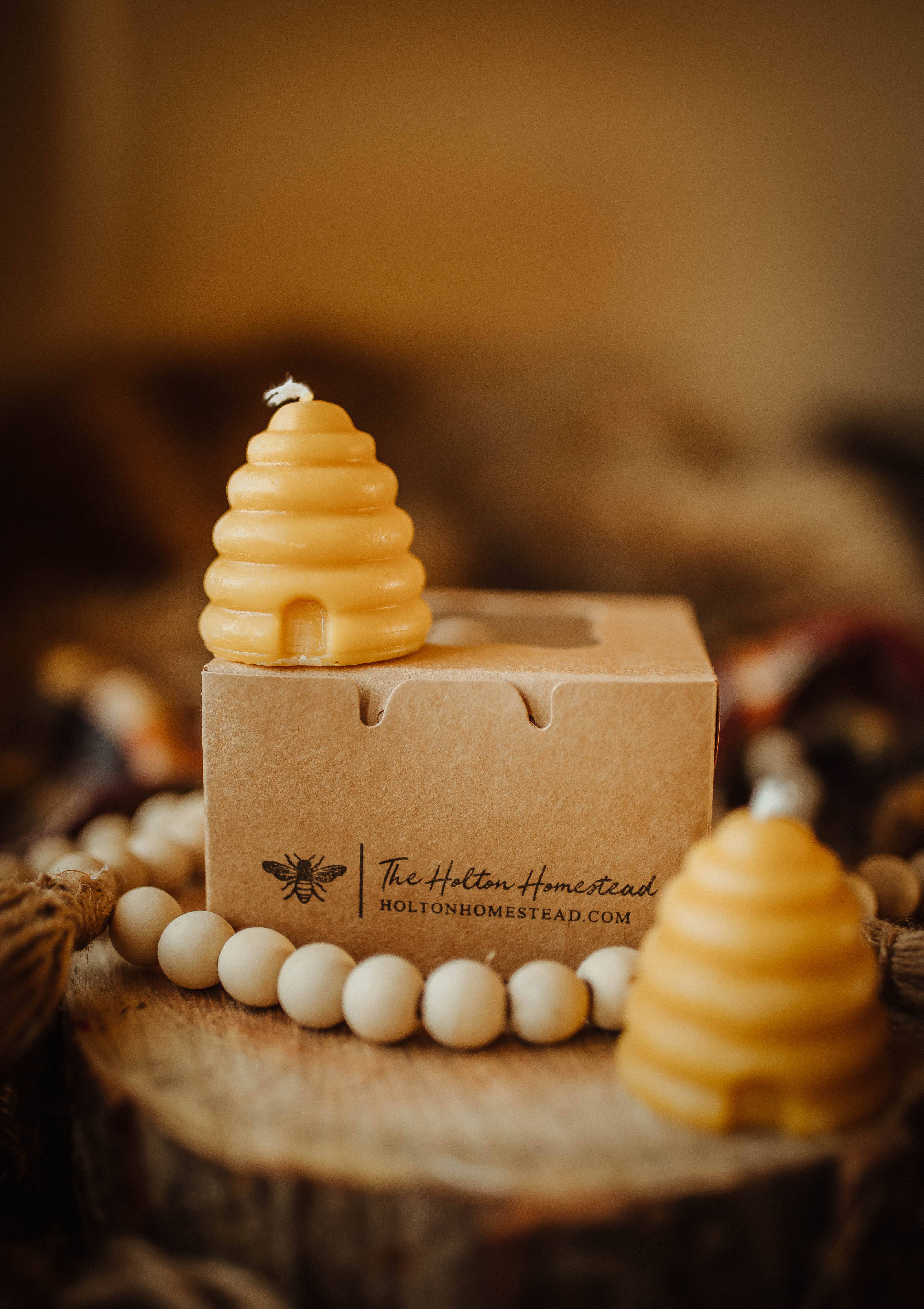 The Holton Homestead - Wholesale Novelty Candle - Beeswax Beehive Votive2