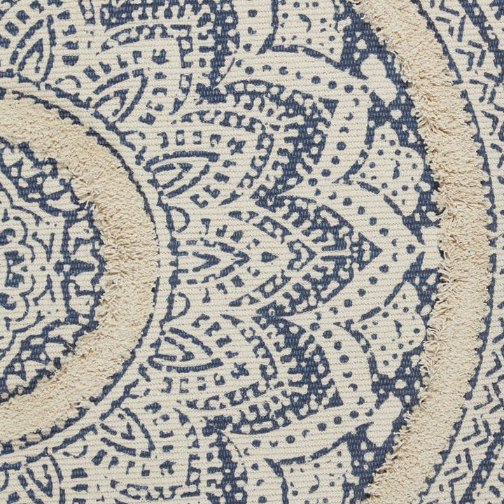 Welcome Home Unbeatable Deals - Vente Tapis - Tapis Shag tissé à la main naturel imprimé bleu français 4X6 pi2