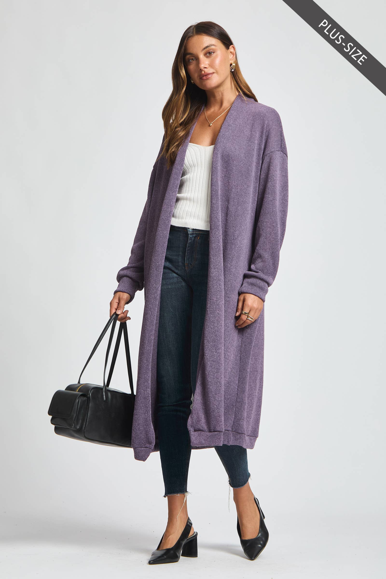 Dear Scarlett - Venta al por mayor Cárdigan - Mujer - Cárdigan Largo Relajado Talla Grande8