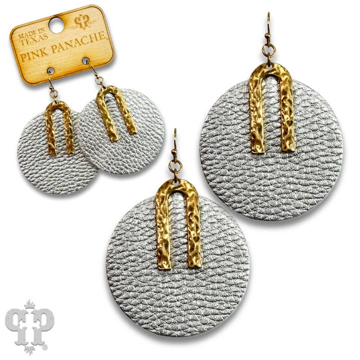Pink Panache Brands - Wholesale Dangle Earrings - Pebbled leather circle earring - LC1
