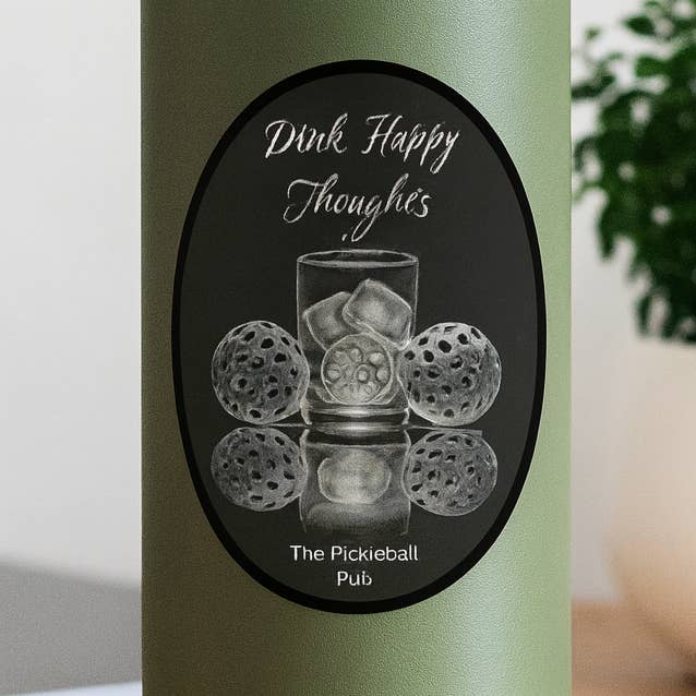 Autocolante Dink Happy Thoughts Pickleball – Vibrações Divertidas de Bar e Campo para Jogadores por atacado de Wear Us Out