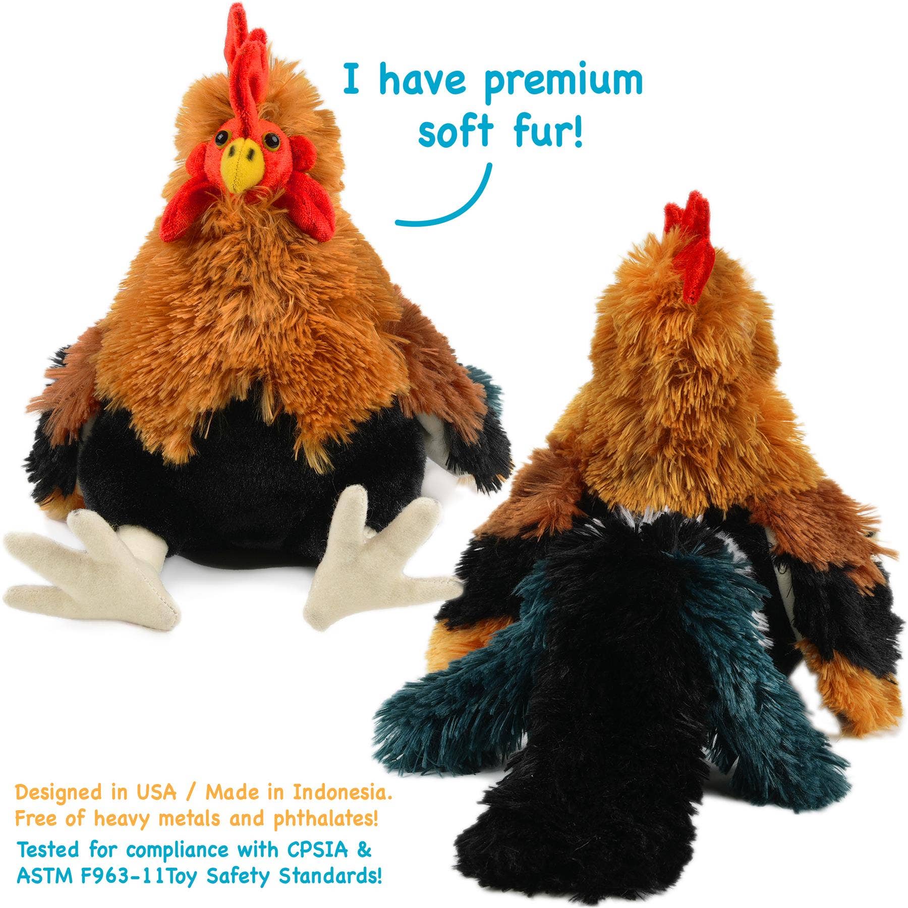 VIAHART Toy Co. - Wholesale Stuffed/Plush Toy - Kids & Baby - Riley The Rooster - 8 Inch Chicken Stuffed Animal Plush5