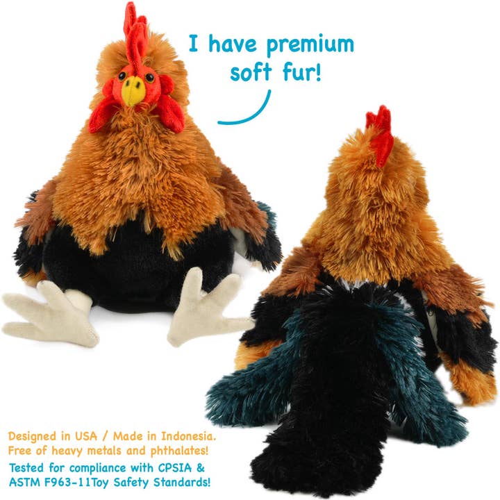 VIAHART Toy Co. - Wholesale Stuffed/Plush Toy - Kids & Baby - Riley The Rooster - 8 Inch Chicken Stuffed Animal Plush5