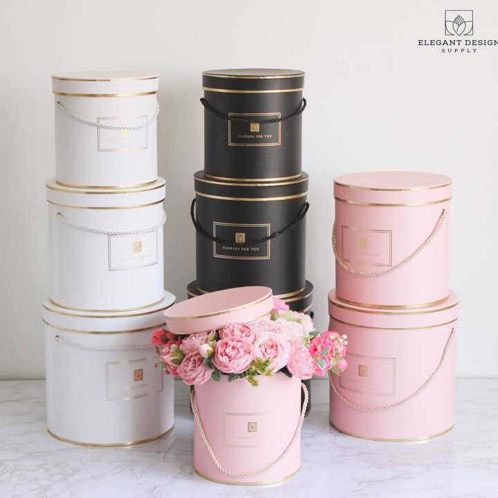 Elegant Design Supply - Wholesale Gift Box - Round "Flowers for you" Hat Flower Box
