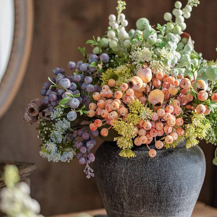 Rustic Reach - Wholesale Artificial Plant - Blueberry & Greenery Bunch 13" Tall5